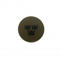Swedish PVC Patch Round - Three Crown - Army Green/Black